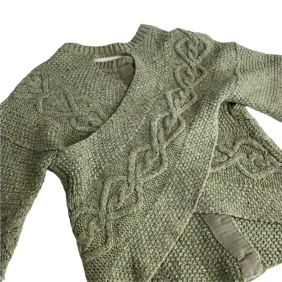 FAR AWAY FROM CLOSE anthropologie $128 Crossback Cable Cardigan XS Sage Green. - Picture 12 of 14